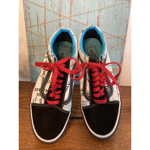 Vans Off The Wall Skateboard Shoes Size 7 M 8.5W Suede and Canvas Red Flames - Picture 3 of 10